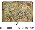 Old pages with decorations and witchy mystic symbols of the magic spell book isolated on white. Gothic, occult, Halloween and esoteric background. Only fantasy letters, no foreign language Old pages with decorations and witchy mystic symbols of the magic spell book isolated on white. Gothic, occult, Halloween and esoteric background. Only fantasy letters, no foreign language 131746796