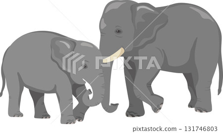 Parent and child elephants, left and right reversed 131746803