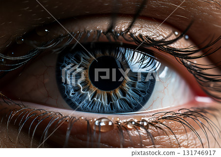 Blue human eye extreme macro shot. Blue human eye extreme macro shot. 131746917