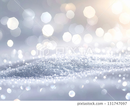 A silvery white world and fantastic bokeh of light. A sparkling winter background, AI-generated. 131747097