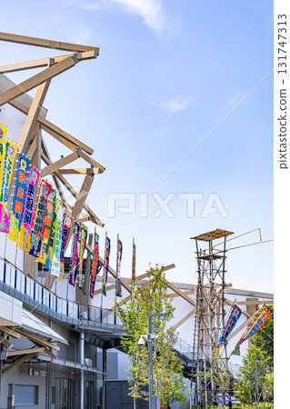IG Arena 的景色,有相撲旗幟和鼓樓 IG Arena 的景色,有相撲旗幟和鼓樓 131747313