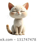 3D animated character cream-colored cat with eyes closed clip art illustration png 131747478