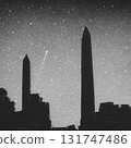 Collage illustration of Karnak temple in Luxor during night time 131747486
