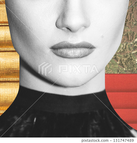 Fine art collage illustration of beautiful woman portrait 131747489