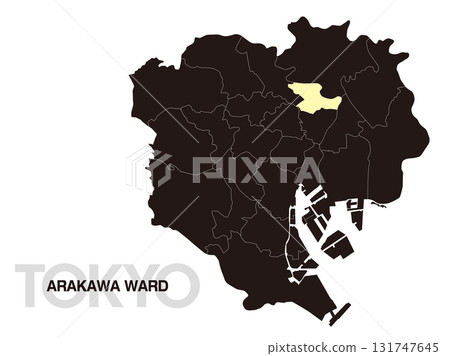 Location map of Arakawa Ward, Tokyo (with ward boundaries) 03 131747645