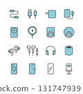 Smartphone accessories line icon set (colored) 131747939