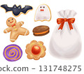 Cute illustration set of Halloween candy 131748275