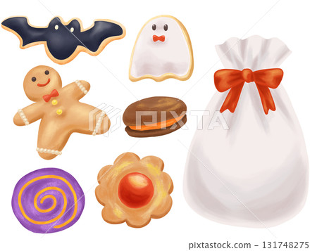 Cute illustration set of Halloween candy 131748275