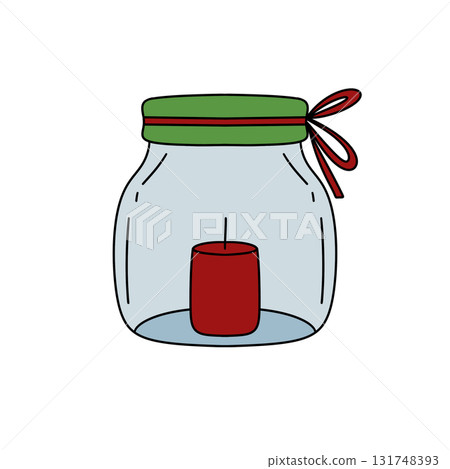 A jar with a candle inside of it 131748393