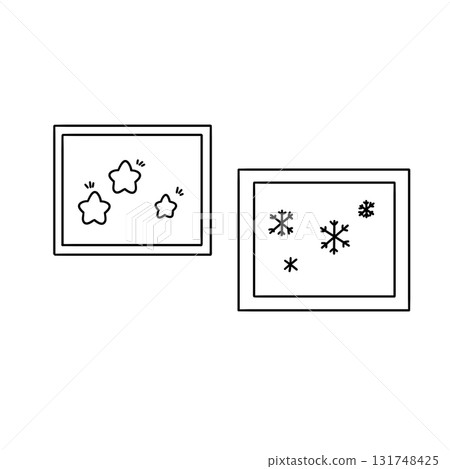 Two pictures of snowflakes and stars 131748425