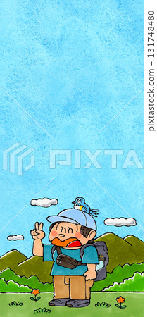 Outdoor fashion woman and mountain scenery Copy space (blue sky) Outdoor fashion woman and mountain scenery Copy space (blue sky) 131748480