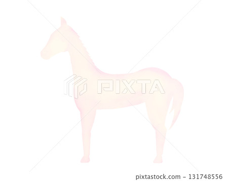 New Year's card material, horse silhouette, white New Year's card material, horse silhouette, white 131748556