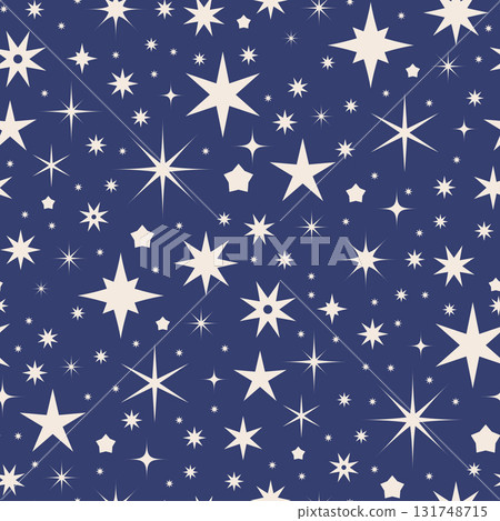 White Starry Night Sky Pattern 131748715