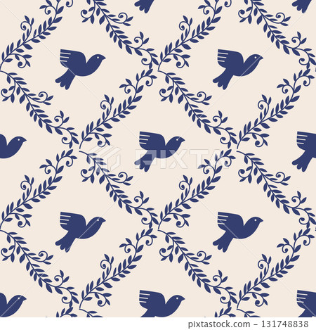 Blue Bird Star Vine Pattern Blue Bird Star Vine Pattern 131748838