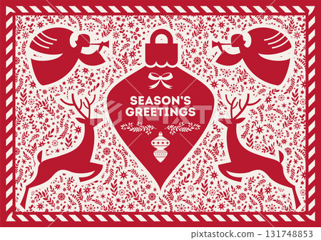 Season Greetings Folk Reindeer Illustration Season Greetings Folk Reindeer Illustration 131748853