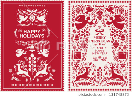 Nordic Angels Christmas Tree Illustration 131748873