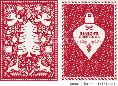 Folk Holiday Greeting Cards Set Folk Holiday Greeting Cards Set 131748884