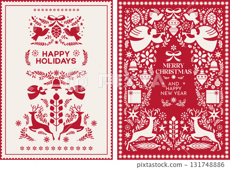 Scandinavian Christmas Tree Angels Illustration Scandinavian Christmas Tree Angels Illustration 131748886