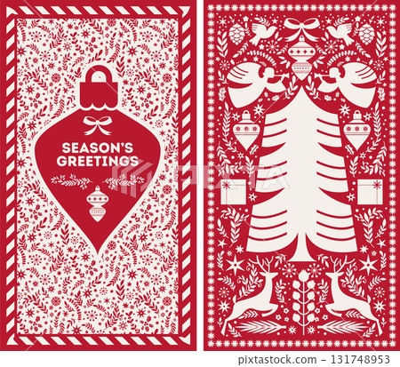 Merry Christmas Angels Reindeer Illustration 131748953