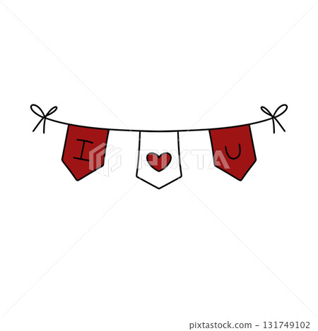 A red, white, and red banner with a heart in the middle A red, white, and red banner with a heart in the middle 131749102
