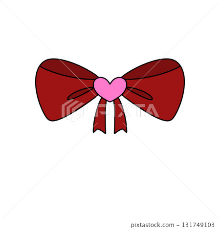 A red ribbon with a pink heart on it A red ribbon with a pink heart on it 131749103