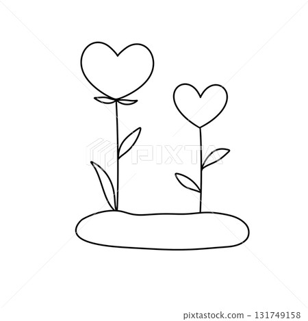 Two hearts are drawn on a white background 131749158