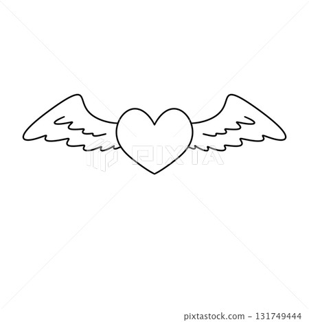 A white heart with wings drawn above it 131749444