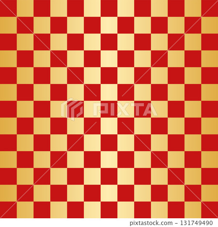 Japanese-style background material: red and gold checkered pattern, square Japanese-style background material: red and gold checkered pattern, square 131749490