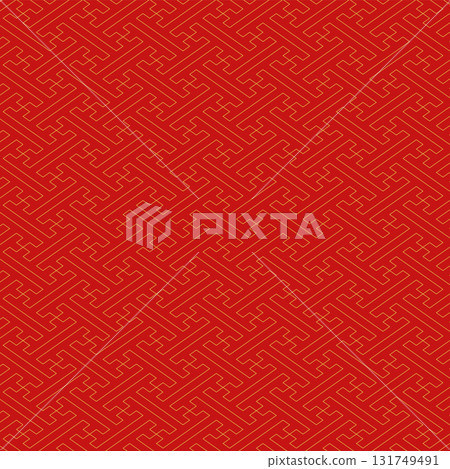 Japanese-style background material: Red and gold saaya pattern, square Japanese-style background material: Red and gold saaya pattern, square 131749491