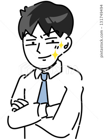 Vector illustration of a handsome office worker looking cool with his arms crossed and looking at the camera 131749494