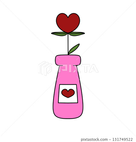 A pink vase with a heart on it A pink vase with a heart on it 131749522