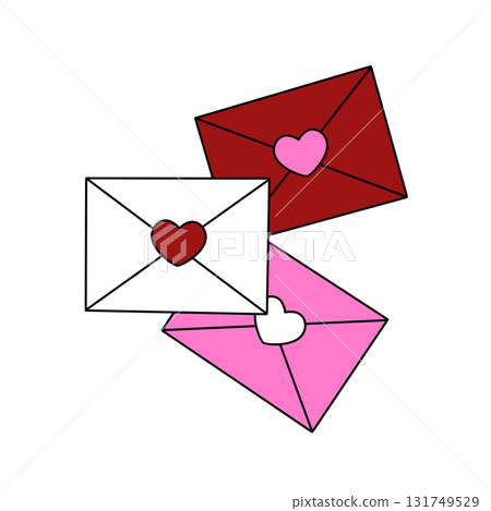 Three envelopes with hearts on them Three envelopes with hearts on them 131749529
