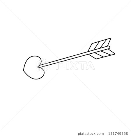 A black arrow pointing to the right with a heart on the left side 131749568