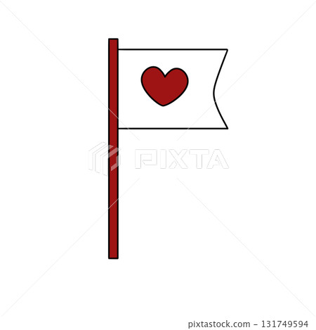 A red heart is drawn on a white flag A red heart is drawn on a white flag 131749594
