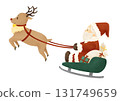 聖誕老人和馴鹿乘坐雪橇的插圖 131749659