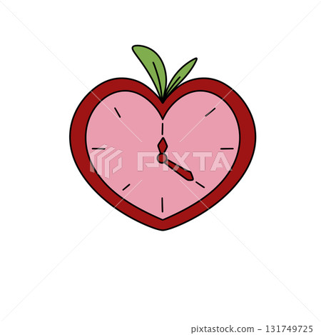 A heart shaped clock with the hands at 3:00 and 5:00 131749725