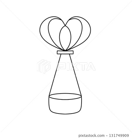 A white and black drawing of a bottle with a heart on top 131749909
