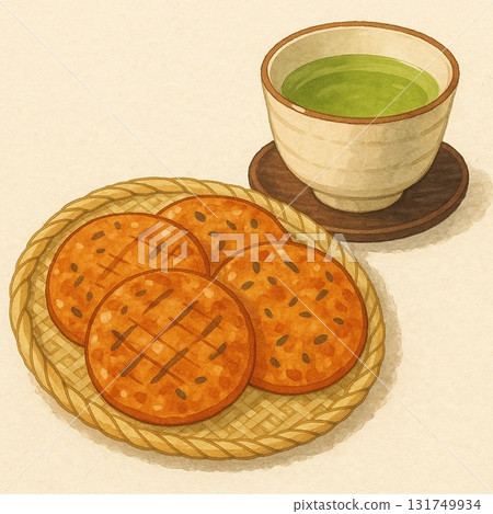 Senbei and tea 131749934