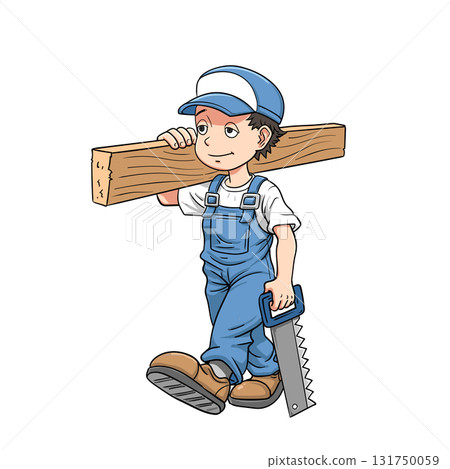 Hand drawn carpenter cartoon 131750059