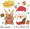 Christmas icon illustration of a crying reindeer and Santa with a troubled face 131750115