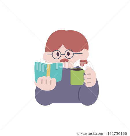 一邊喝咖啡一邊看書的男人 131750166