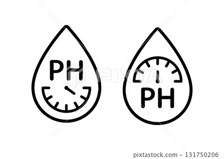 PH balance icon. Neutral water level measure. Water PH measure. Neutral balance skin. Drop line icon. Healthcare design web symbol. Vector illustration isolated on white background 131750206