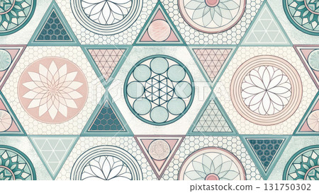 Serene seamless geometric pattern with...-插圖素材 [131750302] - PIXTA圖庫