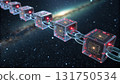 Futuristic blockchain data chain network showing digital crypto technology. transparent concept representing secure connection and finance 131750534