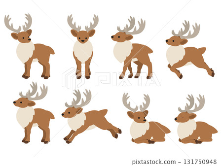Cute reindeer vector illustration material set 131750948