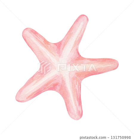 Pink sea star watercolor clipart, hand drawn marine element. Great for beach invitations, fabric prints, wrapping paper, stationery, digital paper, kids decor, and decorative summer products 131750998
