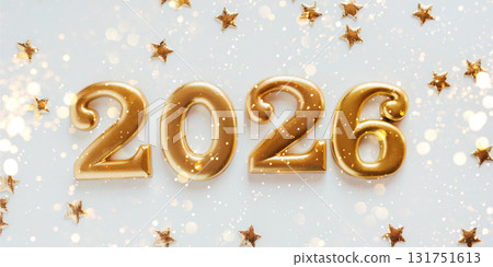 Happy New Year 2026. Golden numbers on a white background Happy New Year 2026. Golden numbers on a white background 131751613