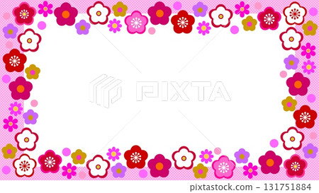 Plum blossom frame white space checkered pattern 131751884