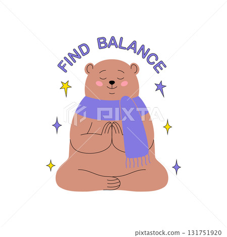 Cartoon bear meditating 131751920