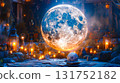 A magical room with a mysterious glowing full moon | A spiritual and fantastical space 131752182